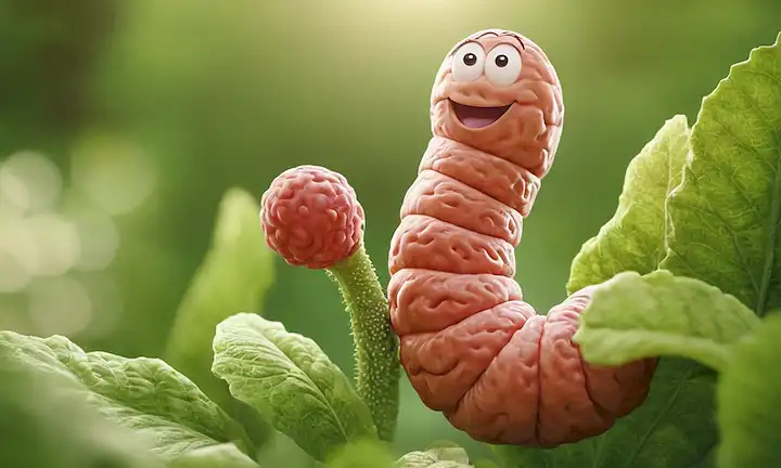 Un intestino suave y curvado con un fondo de luz calmante