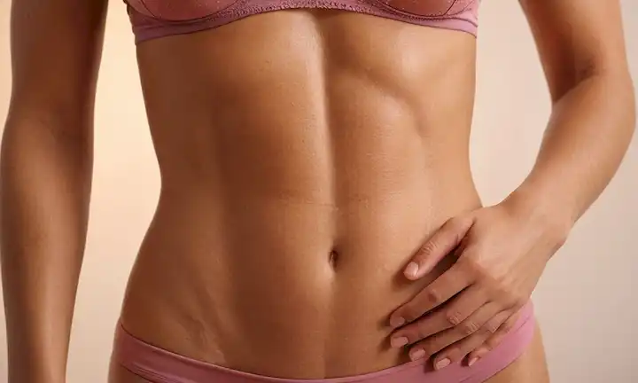 ilustración 3D de los músculos abdominales de las mujeres