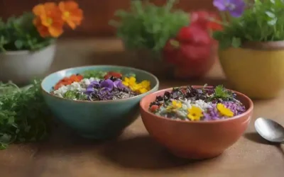 4 tazones coloridos con toppings creativos