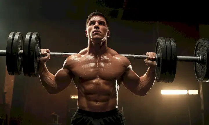 Muscular persona levantando pesas pesadas