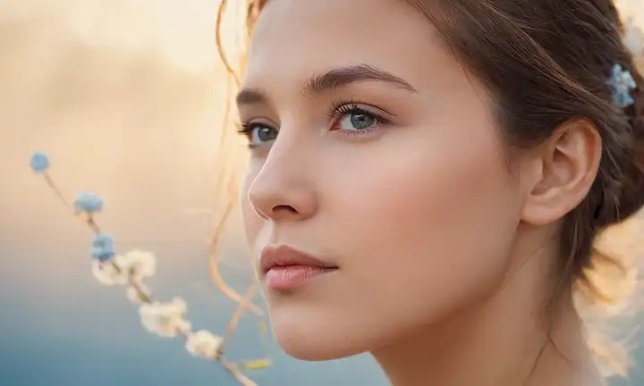 Un retrato de enfoque suave de una persona con luz suave en su cara