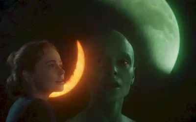 escena espacial 3D con un planeta a la distancia