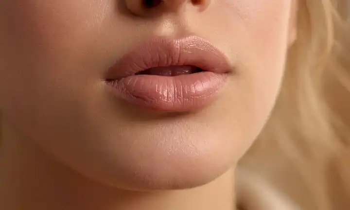 Un plano de labios secos y cortados con piel agrietada