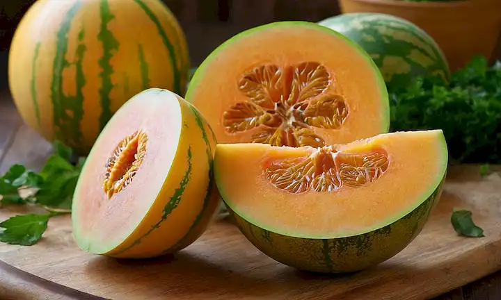 Un melón maduro con una cáscara verde vibrante