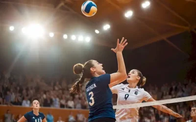 un jugador de voleibol a mitad del aire