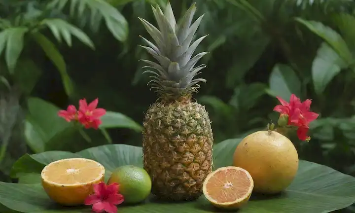 Un paraíso tropical con una piña como pieza central