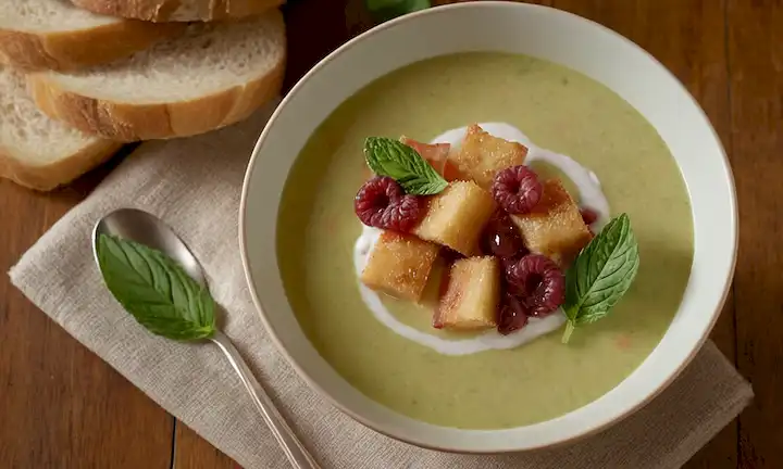 Una refrescante escena de sopa fría