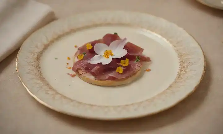 Rebanadas de bonito fresco, patatas hervidas, huevos rebanados, camarones rosados, hojas delicadas de lechuga, cebollas rojas cortadas delgadamente, croutones crujientes, migas de pan tostadas doradas, un<center><img data-lazyloaded=